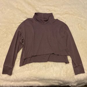 Purple waffle cropped turtle neck
